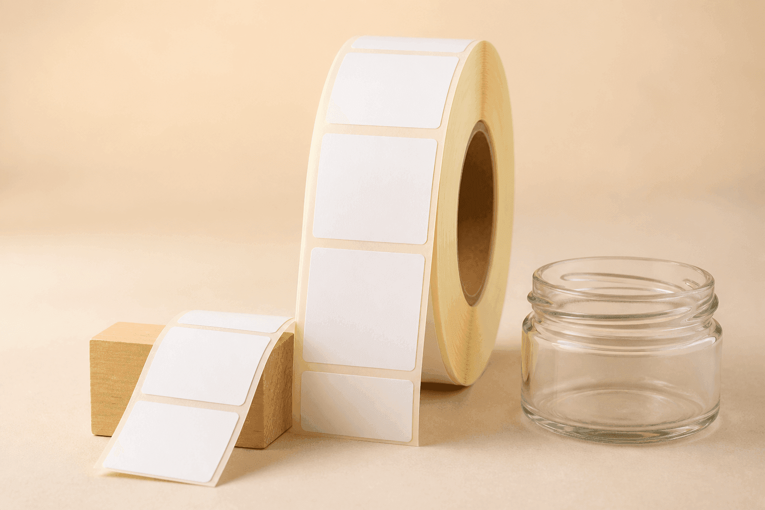 2 × 2 in White PET blank label roll