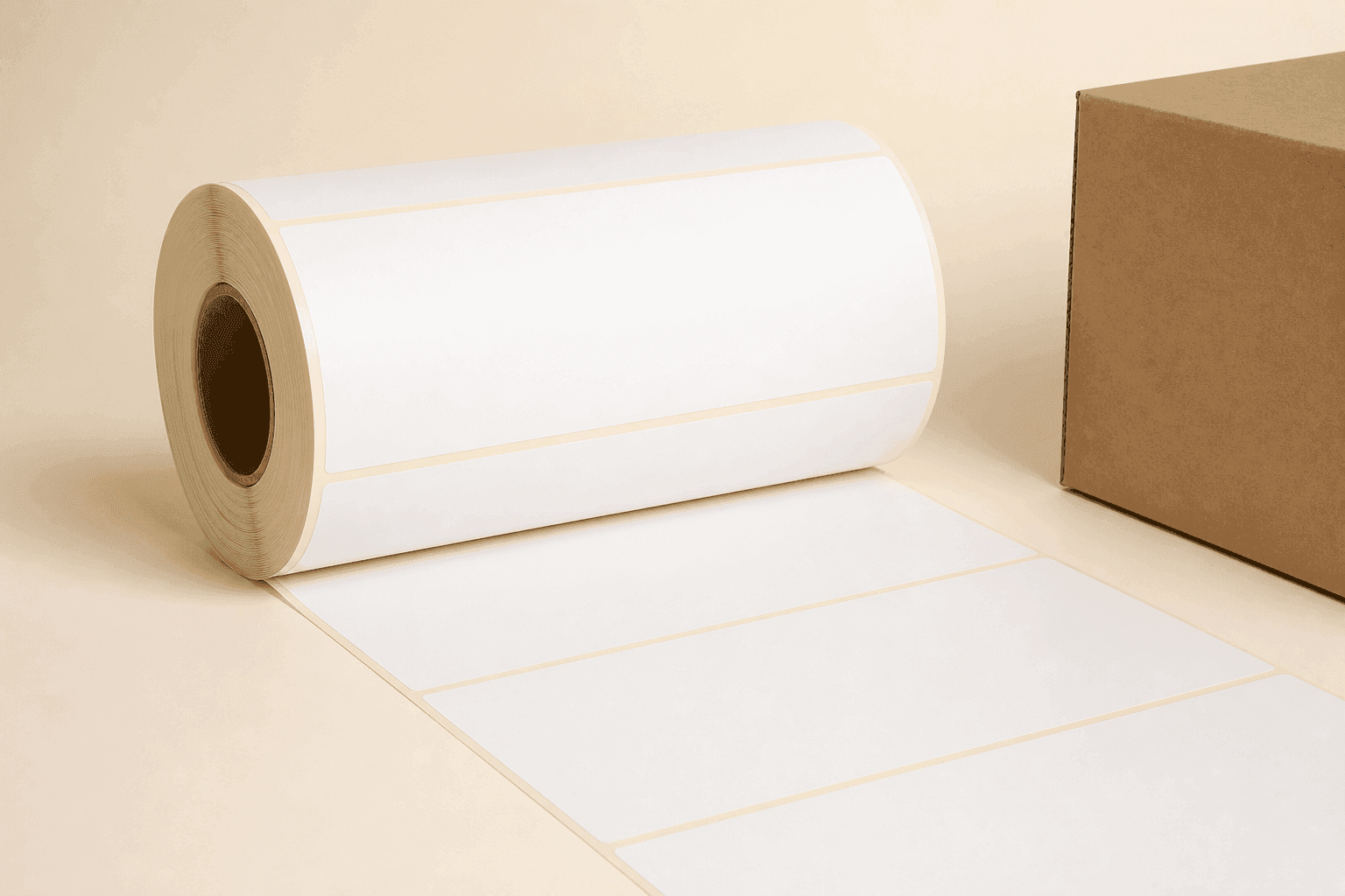 4 × 2 in White PET blank label roll