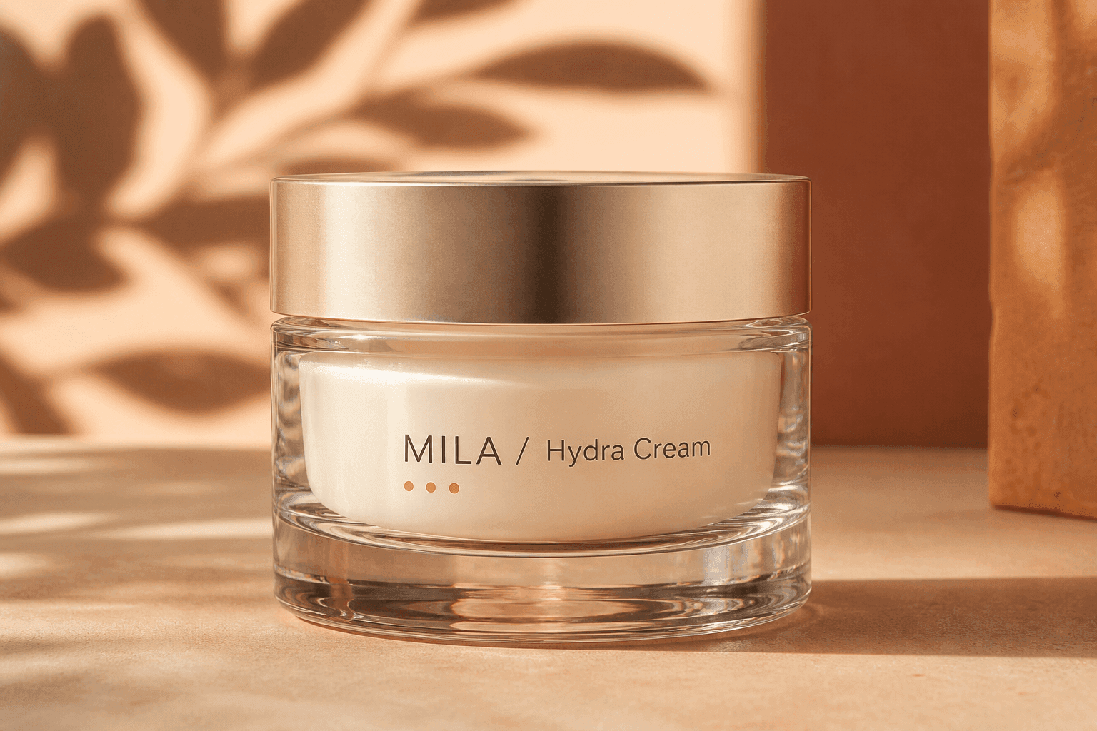 Glass jar of cream wearing a printed-on transparent label